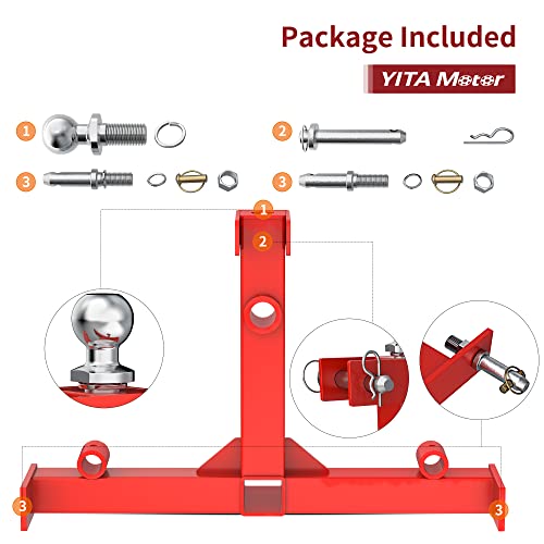 3 Point Trailer Hitch with 2" Receiver for Category 1 Tractor Y777