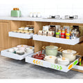 4 Pack Pull Out Cabinet Organizer,21Deep Slide Out Drawer Organizers,No Drill Roll Out Drawers Adhesive with Nano Compatible Framed Cabinets Shelves for Kitchen Pantry Adjustable Width (White)
