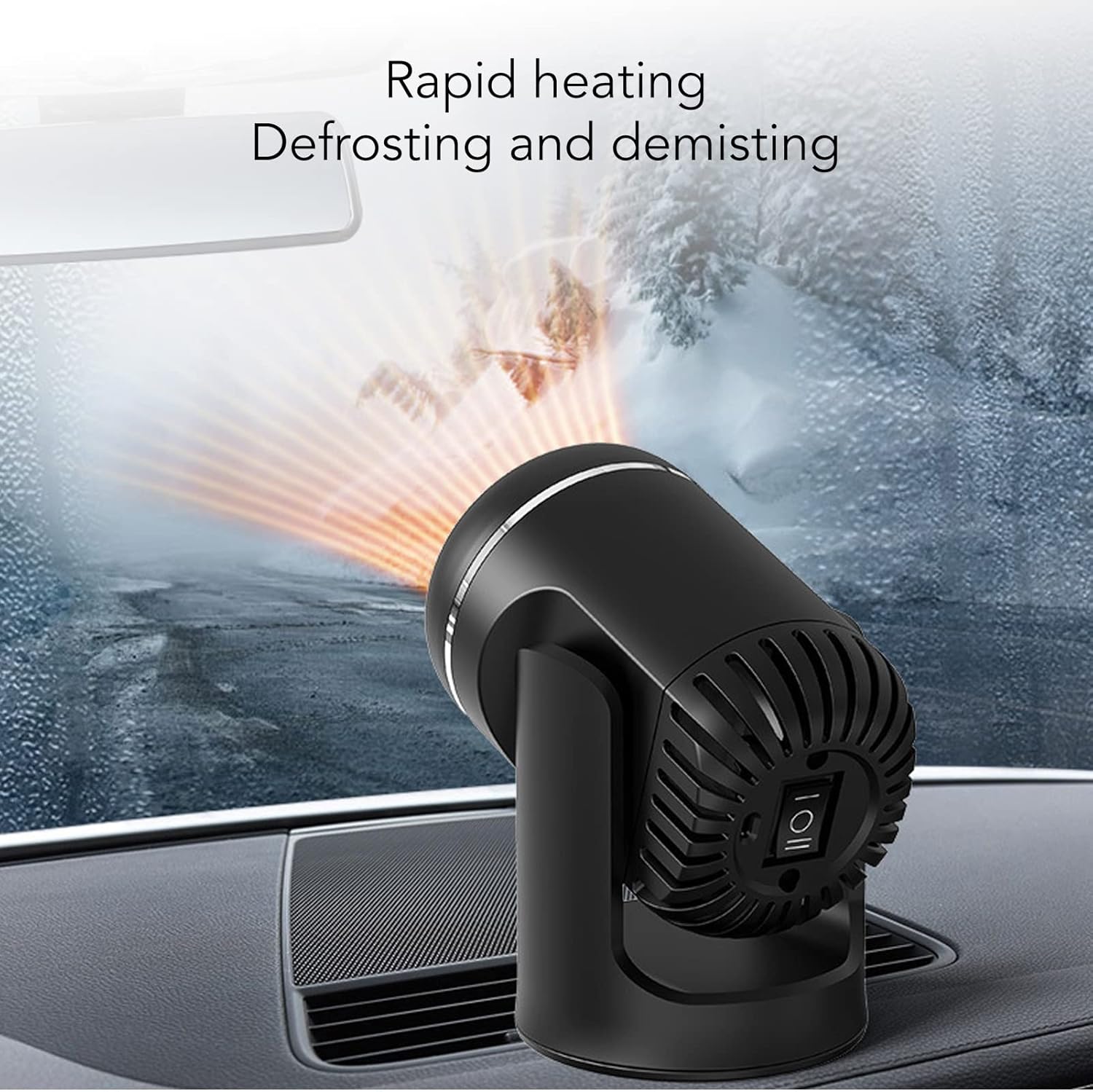 Portable Car Windshield Defroster Demister, 12V 200W, 360 Degree Base L22306
