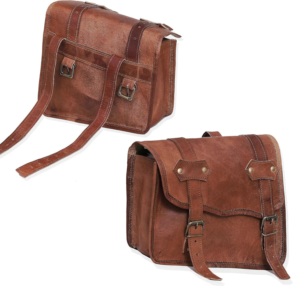 Leather Motorcycle Saddlebags, Set of 2 U12643