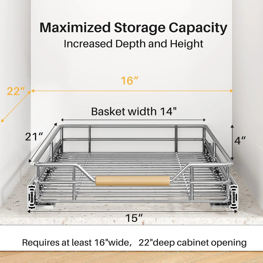 Pull Out Cabinet Organizer, Heavy Duty Smooth Sliding Shelves for Pots and Pans X987688