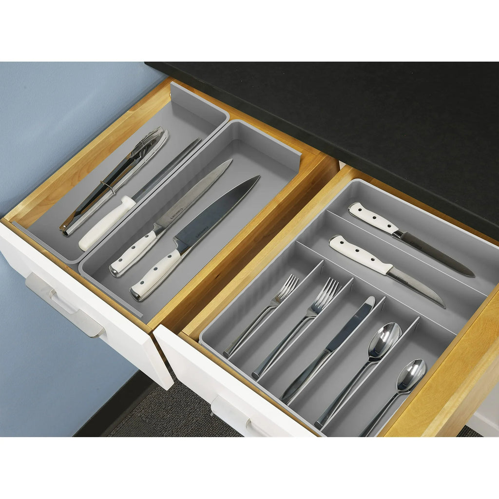 Expandable cutlery tray for kitchen drawers, gray U853952