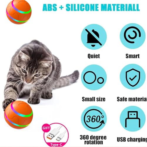 Self-Rolling Light-Up Jiggle Ball Toy for Dogs and Cats, Remote Control G766848