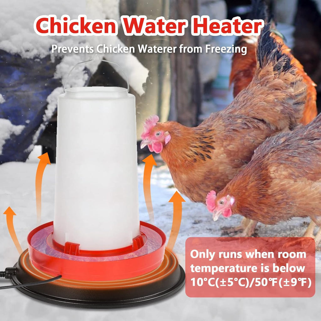 Heated Base for Poultry Waterer, 80W Winter Deicer for Metal Founts M102436