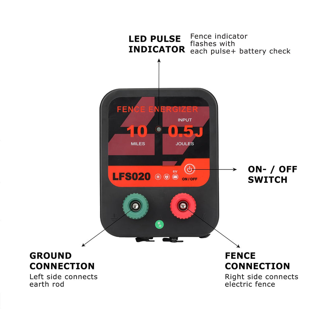 Solar Powered Electric Fence Charger 12V 0.3J Waterproof C592899