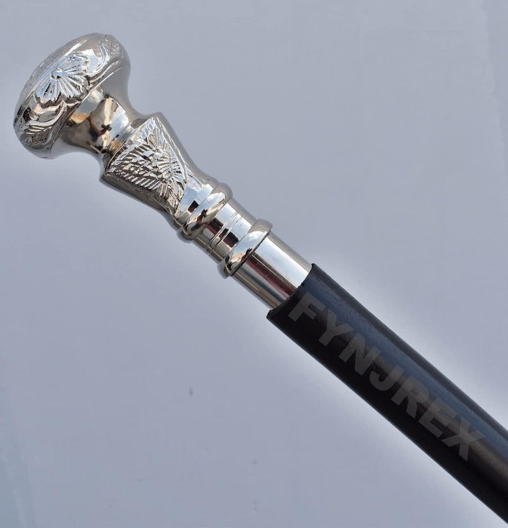Vintage wooden walking cane with brass handle B15492