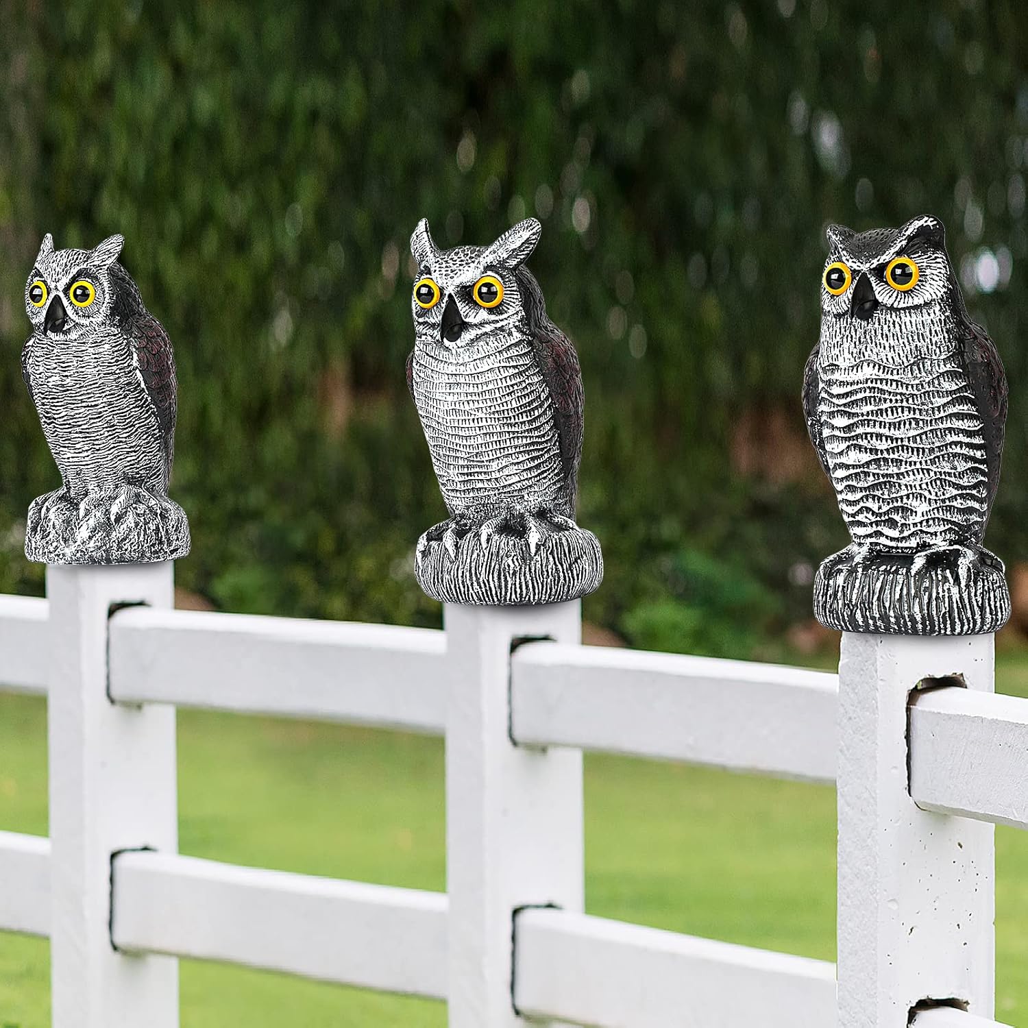 3-Pack Weatherproof Owl Decoys for Bird Deterrent R172598