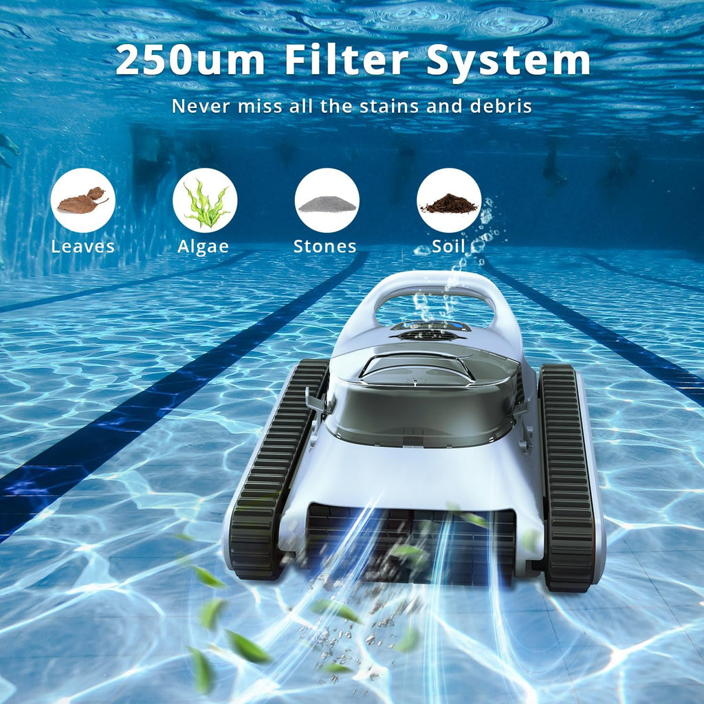 Cordless Robotic Pool Cleaner for Inground Pools with Wall Climbing V908796