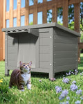 Outdoor Cat House Feral Cat Shelter Waterproof All-Round Foam Insulated, Large Outside Feral Cat Enclosure Wooden Cat Condos for Multiple Cats 21.3" L x 19.9" W x 18.9" H