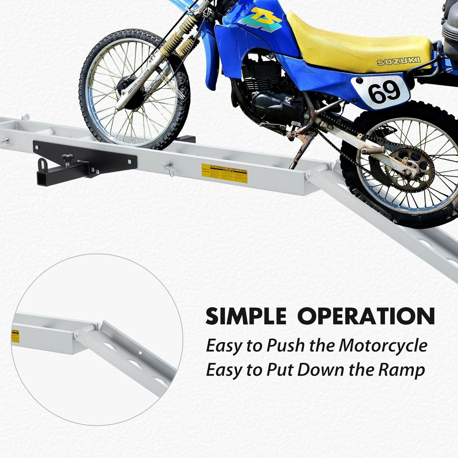 Aluminum Motorcycle Carrier, Hitch-Mounted Dirt Bike Rack with Loading Ramp N955071