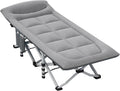 Folding Camping Cot with Mattress and Pillow, Portable No Installation Lightweight Adult Sleeping Bed for Home,Office,Camping and Travelling (Dark Grey)