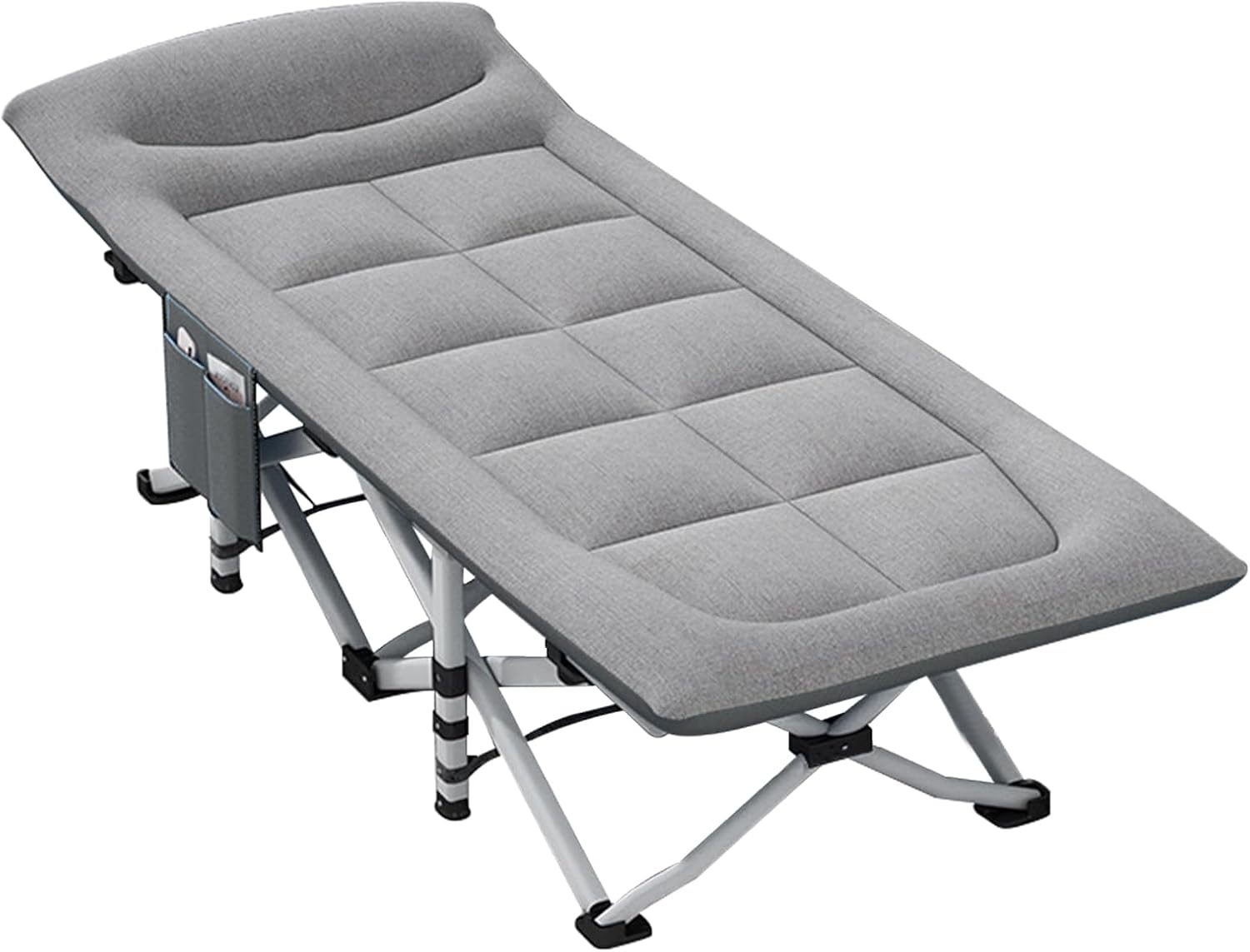 Folding Camping Cot with Mattress and Pillow, Portable No Installation Lightweight Adult Sleeping Bed for Home,Office,Camping and Travelling (Dark Grey)