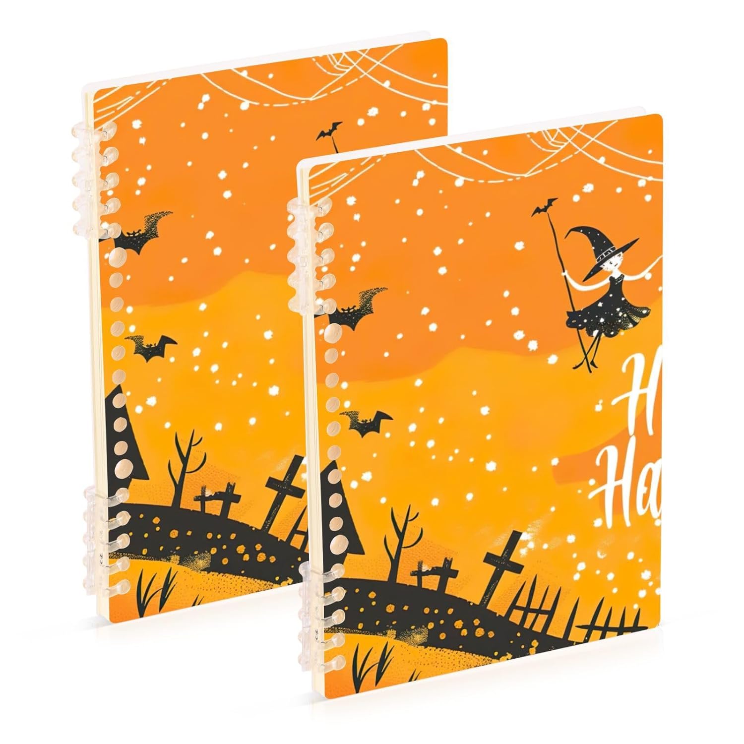 JUZIHAI Hallowen Spiral Notebook 8.3x5.7x0.4in A5 Size Refillable Notebook, Suitable for School Supplies, Home and Office Use