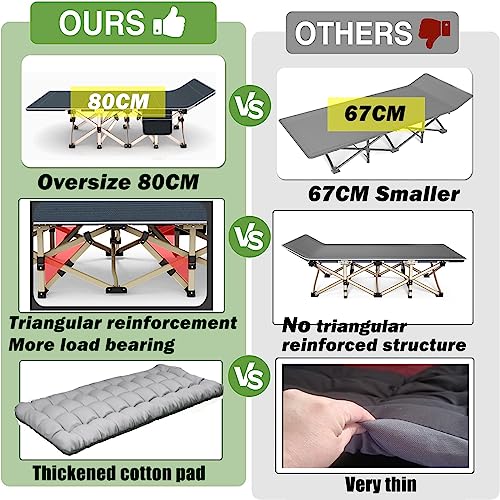 Folding Camping Cot with Pad, Heavy Duty Oxford, Carry Bag Included W4213