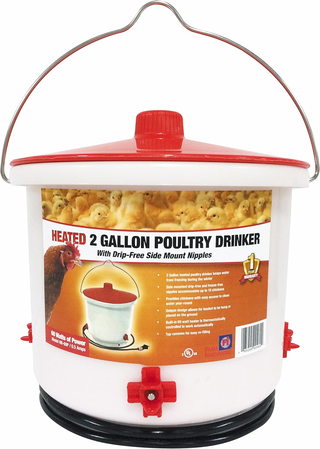 Heated 2 Gallon Poultry Drinker with Water-Tight Cord Lock S879762