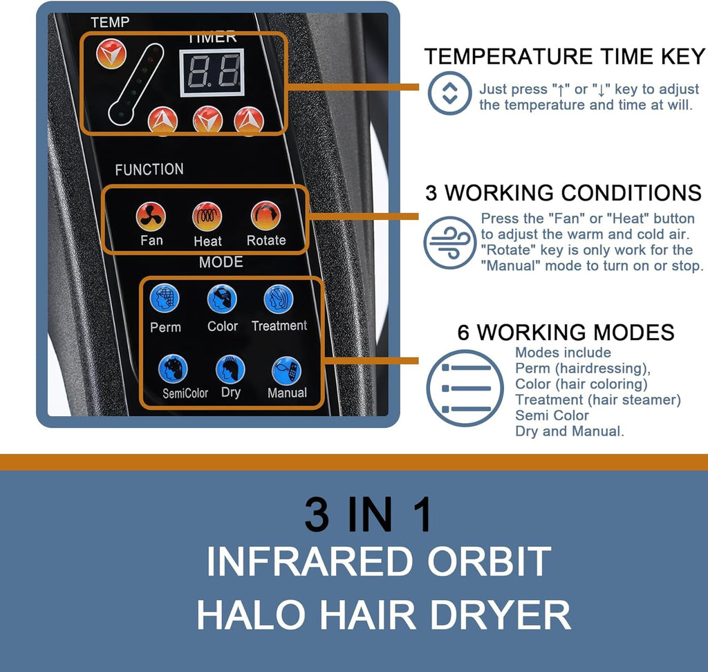 Standing Hair Dryer with Timer and Adjustable Height U339