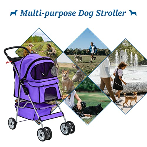 Pet Stroller for Small Medium Dogs and Cats, Folding with Wheels A4642