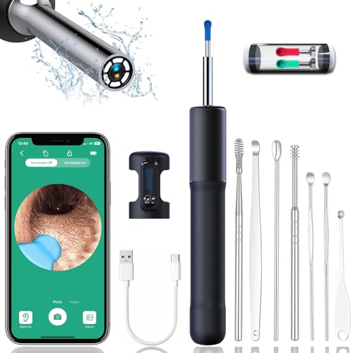 Ear Wax Removal Tool, SANKTON Ear Cleaner with 1080P HD Camera, Earwax Remover with Light, Endoscope with a Retractable Design, Otoscope for iPhone, iPad, Android Phones & Pads (Elegant Gray)