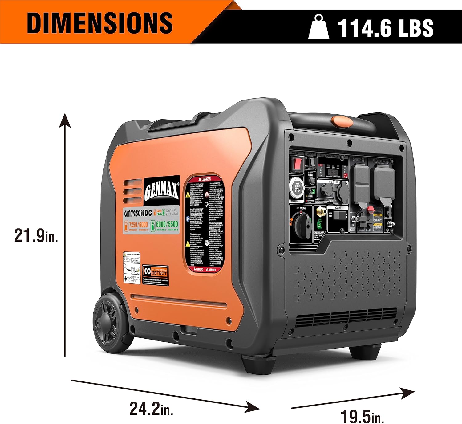 Portable Generator 7250W Dual Fuel Quiet Remote Electric Start Y357547