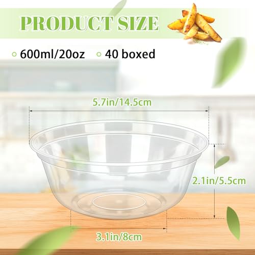 70 Pack Small Clear Plastic Bowls, 14oz Disposable Salad Soup Bowls G238