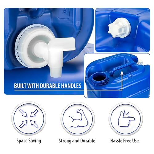 Emergency Water Storage Containers 20 Gallons, 4 Tanks with Lids and Spigot U9714