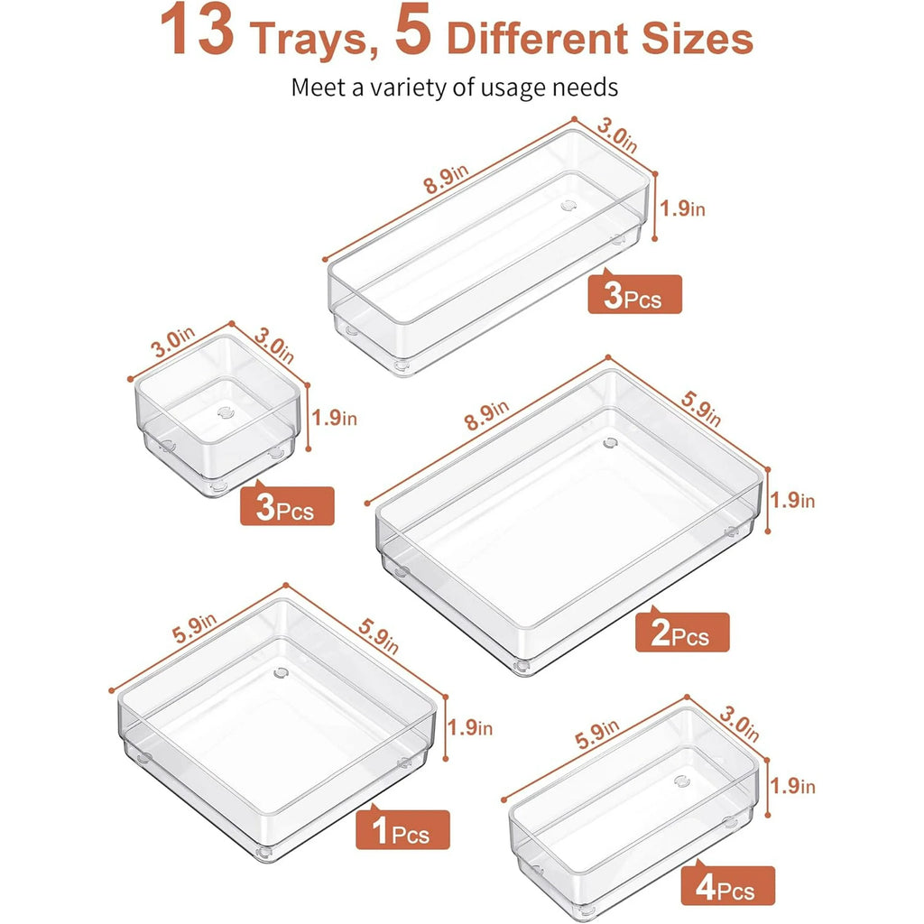 Drawer Organizer with Non-Slip Pads for Makeup Jewelry Utensils S722