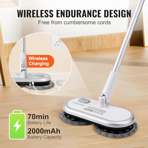 Cordless Electric Spin Mop with Dual Spinning Heads for Hardwood, Tile, and Bathroom Floor Cleaning B51780