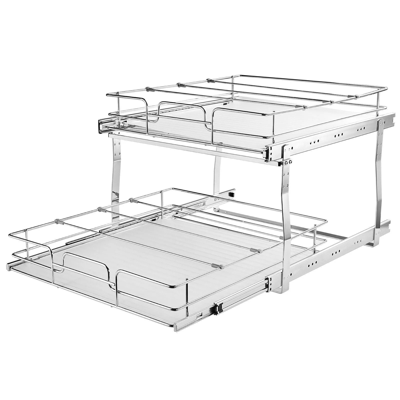 Pull Out Cabinet Organizer, Chrome Steel, 2-Tier F619802