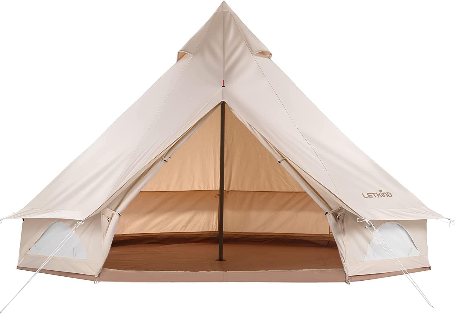Canvas Bell Tent Yurt with Stove Jack, 4 Season Waterproof Camping Tent 4/6 Person Luxury Outdoor Glamping Tent for Camping, Cotton Tent Bell for Winter Camping, Hunting Party