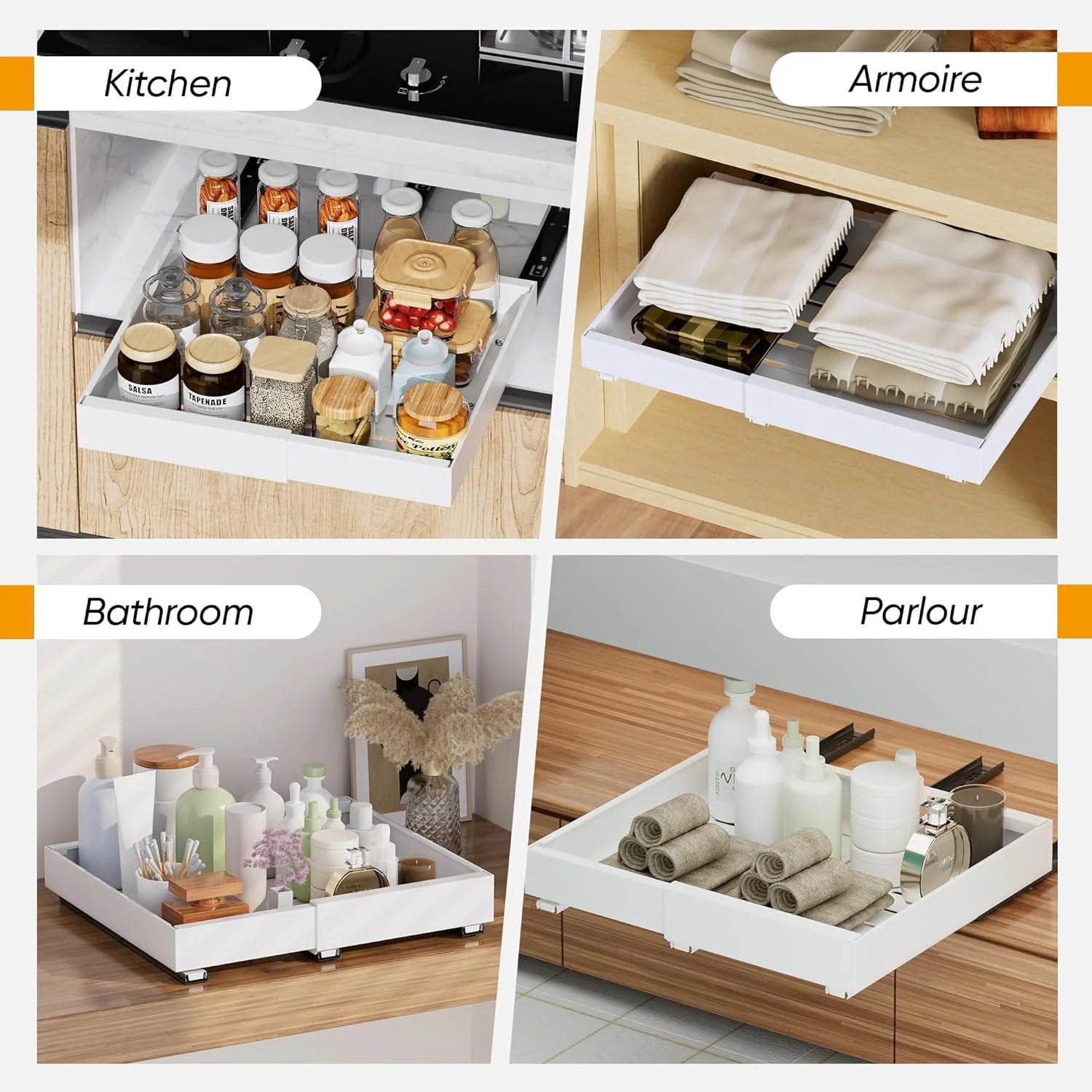 Expandable Pull Out Cabinet Organizer Adhesive, 2 Pack W451