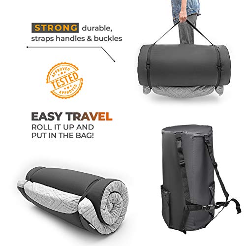 Roll Up Travel Mattress, 3" Cooling Gel Memory Foam Sleeping Pad, Portable Foldable Floor Mat with Waterproof Cover and Carry Bag Q854806