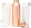 Copper Water Bottle (34 Oz /1000 ml) with Carrying Canvas Bag & Sleeve| 100% Pure Copper Bottle for Drinking Water | Leak-Proof | Authentic Ayurvedic Copper Water Bottle