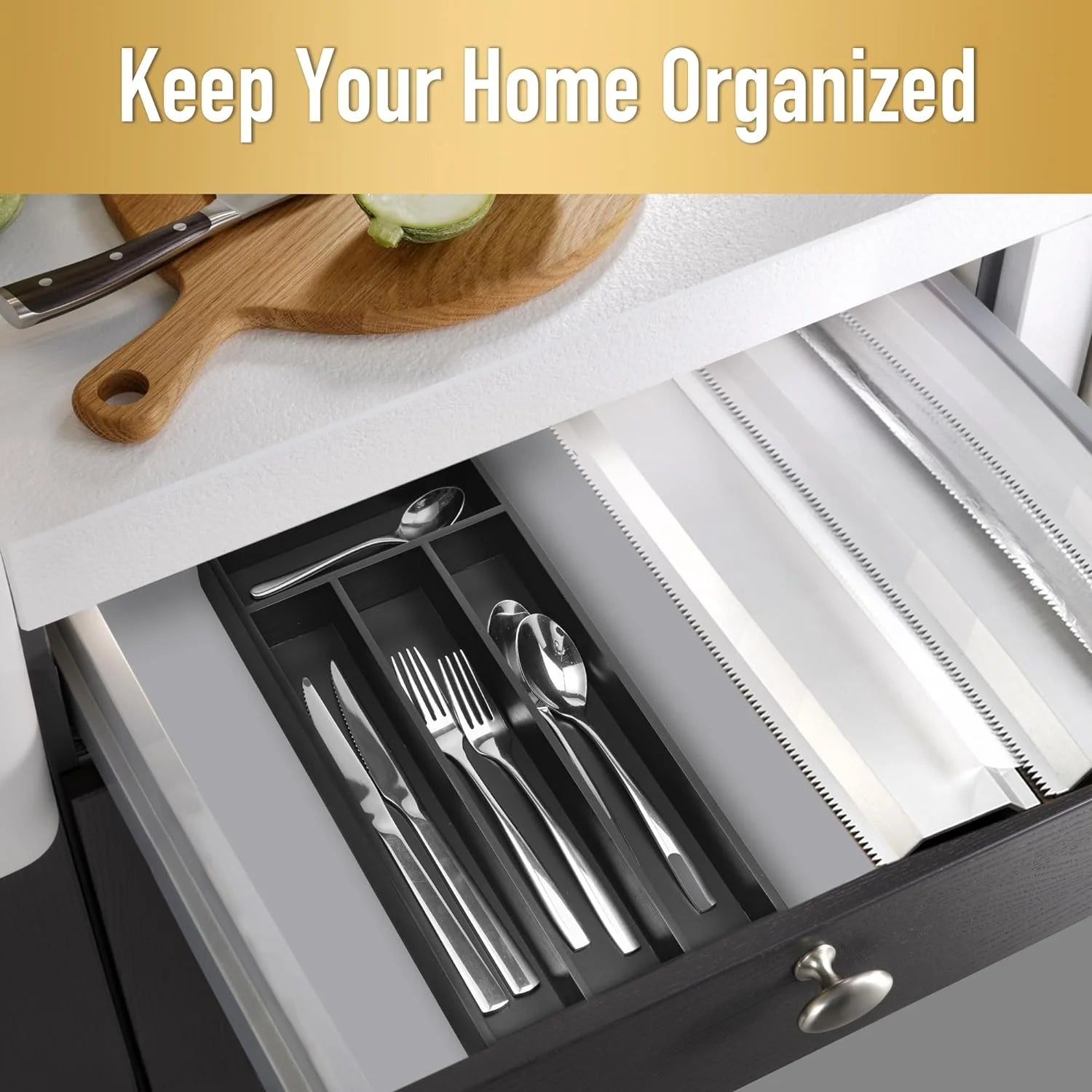 Silverware Drawer Organizer with Cutlery Tray C3735