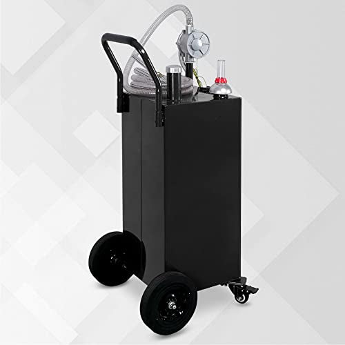 30 Gallon Portable Gas Caddy Fuel Storage Tank with Hand Siphon Pump and Rolling Wheels J40733
