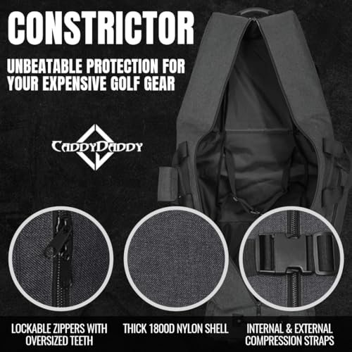 Soft-Sided Golf Travel Bag Cover with Padded Top, Wheels & Lockable Zippers Q141525