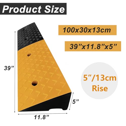 4" Rubber Curb Ramp Heavy Duty Driveway Car Slope for Sidewalk Access K414