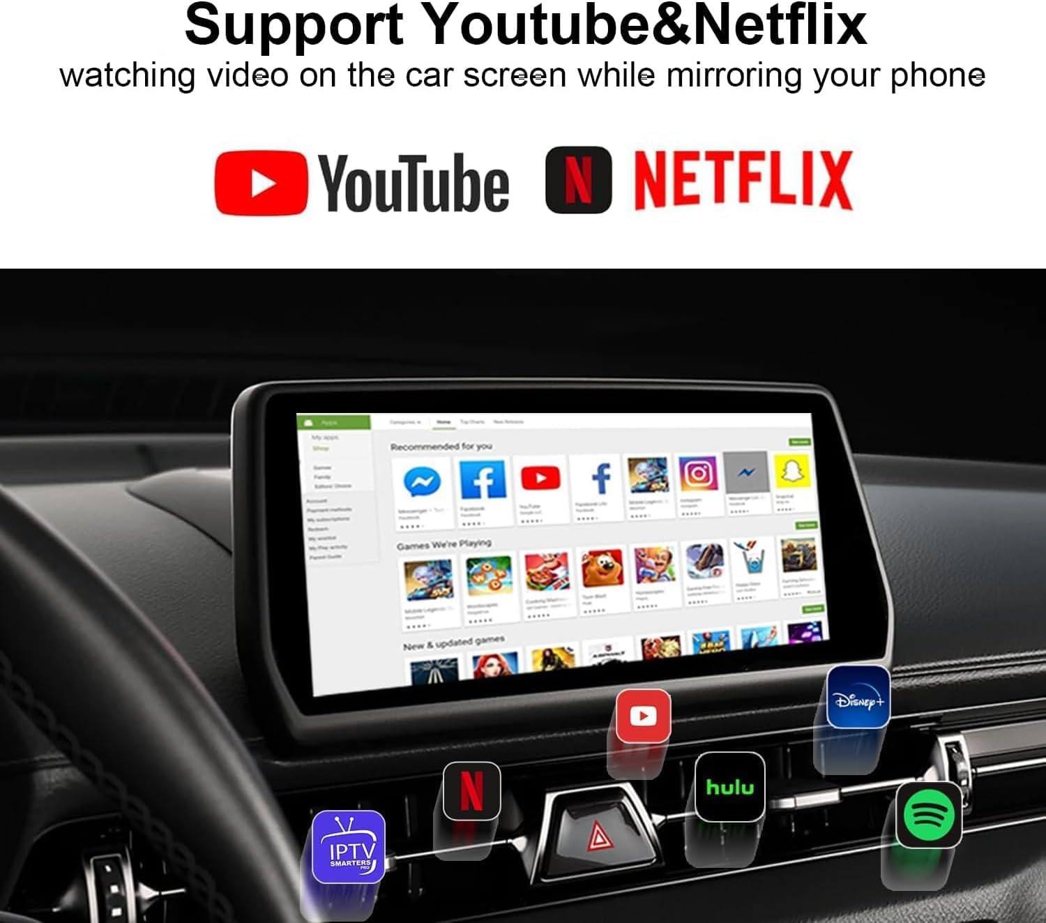 Wireless CarPlay Adapter for iPhone Android, Plug and Play J221
