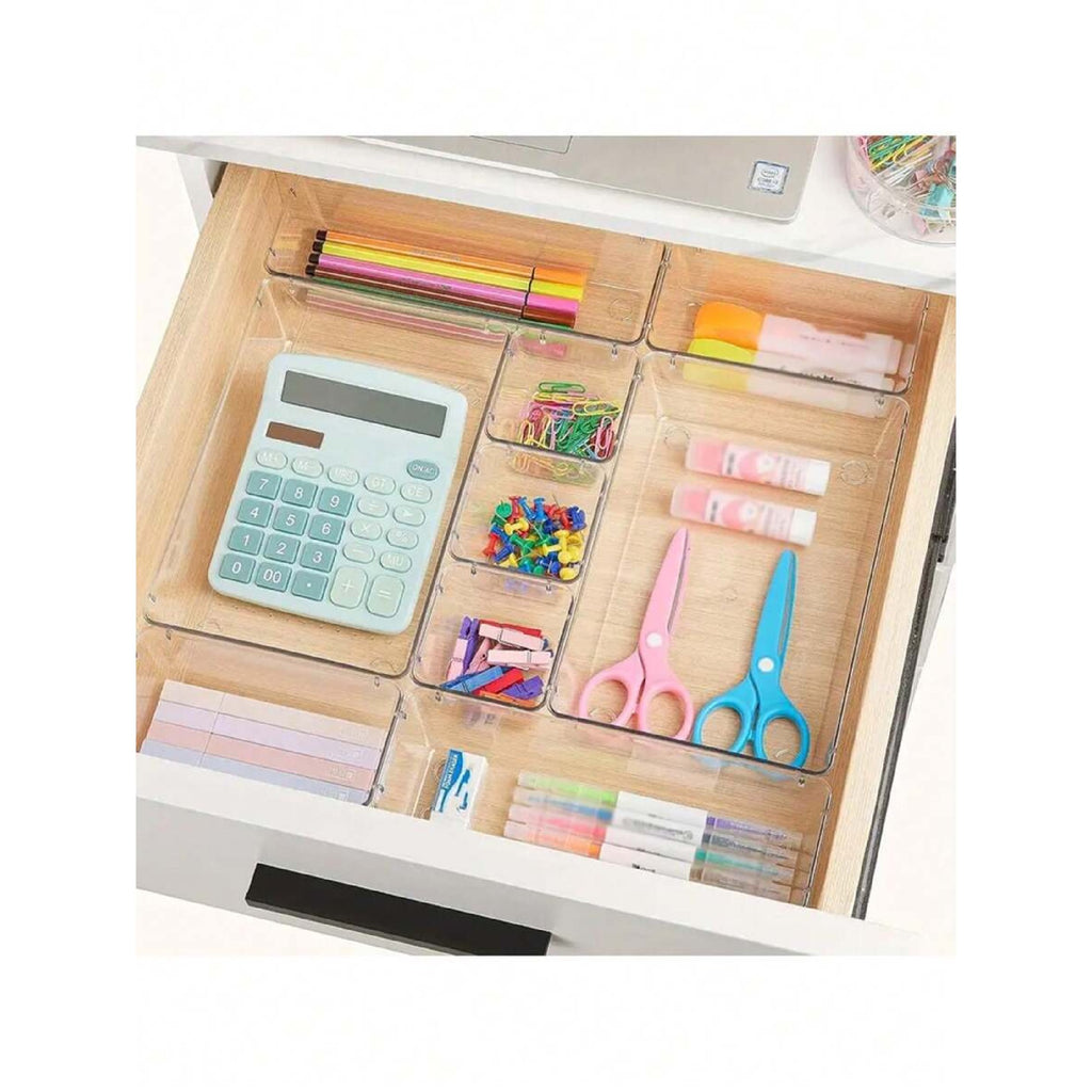 Clear Plastic Drawer Organizers Set, 4-Size Trays Y64400