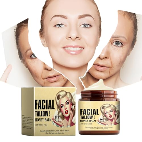 Whipped Beef Tallow and Honey Balm, Upgraded Grass Fed Grass Finished Face Cream, for Skin Care (1PC)