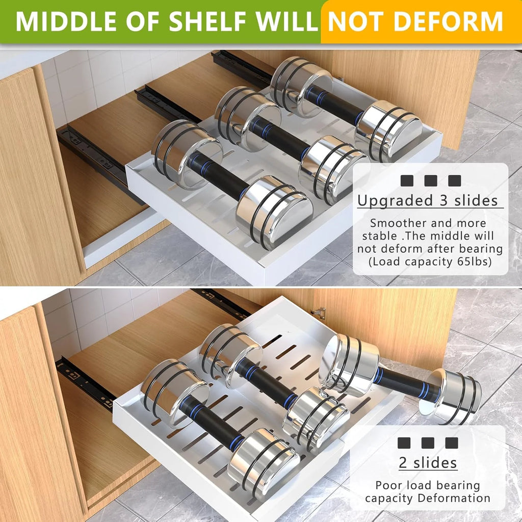 2 Pack Pull Out Cabinet Organizer, Expandable Slide Out Drawer, No Drill Adhesive U302