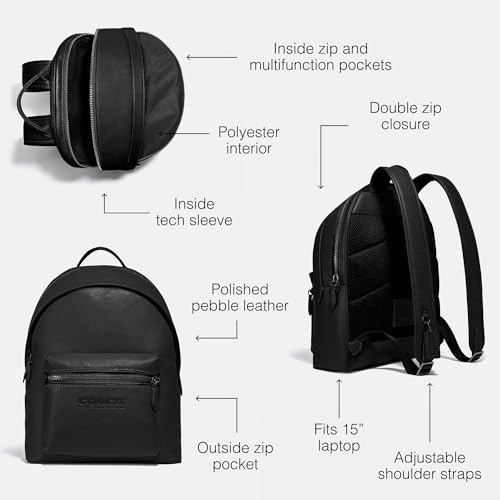 Refined Pebbled Leather Backpack, Black C32835