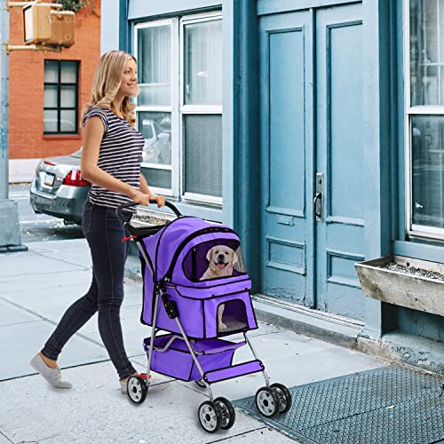 Pet Stroller for Small Medium Dogs and Cats, Folding with Wheels A4642