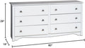 Hawthorne Collections Contemporary 60" Wide 6 Drawer Double Dresser in White