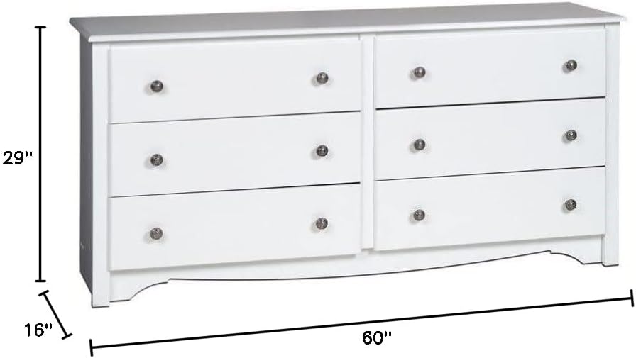 Hawthorne Collections Contemporary 60" Wide 6 Drawer Double Dresser in White