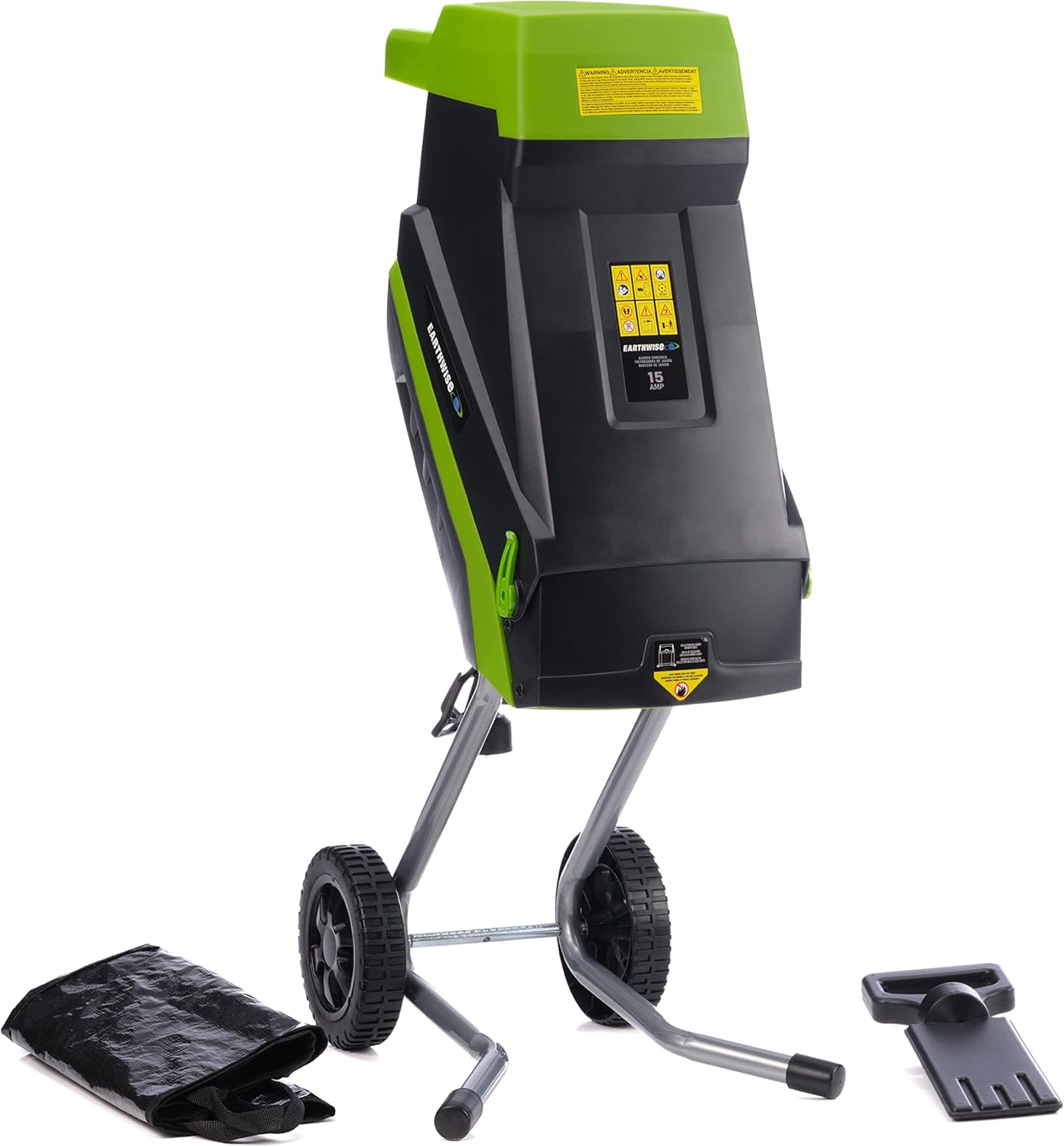 Earthwise Power Tools by ALM GS015 15-Amp Electric Corded Chipper/Shredder with Collection Bag, Green/Black