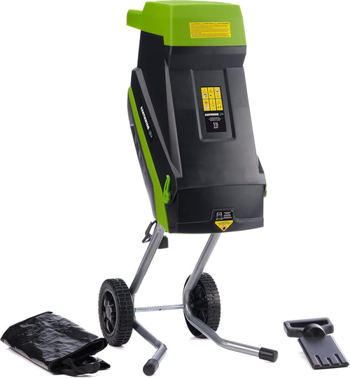 Earthwise Power Tools by ALM GS015 15-Amp Electric Corded Chipper/Shredder with Collection Bag, Green/Black