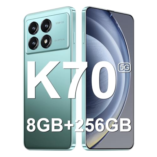 K70 5G Unlocked cell phones 2024 Android 13 smartphones 8GB+256GB/8-Core Android Phones 6.7" HD Screen 24MP+50MP Camera 6200mAh Battery Standby 5G Dual SIM mobile phones (Graphite black)