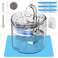 Cat Water Fountain Animal Water Dispenser 61OZ/1.8L Automatic Pet Drinking Fountain Clear Upgrade with 2 Filter Replacement 1 Adjustable Silent 1 Water Pump for Cats Kitty Indoor