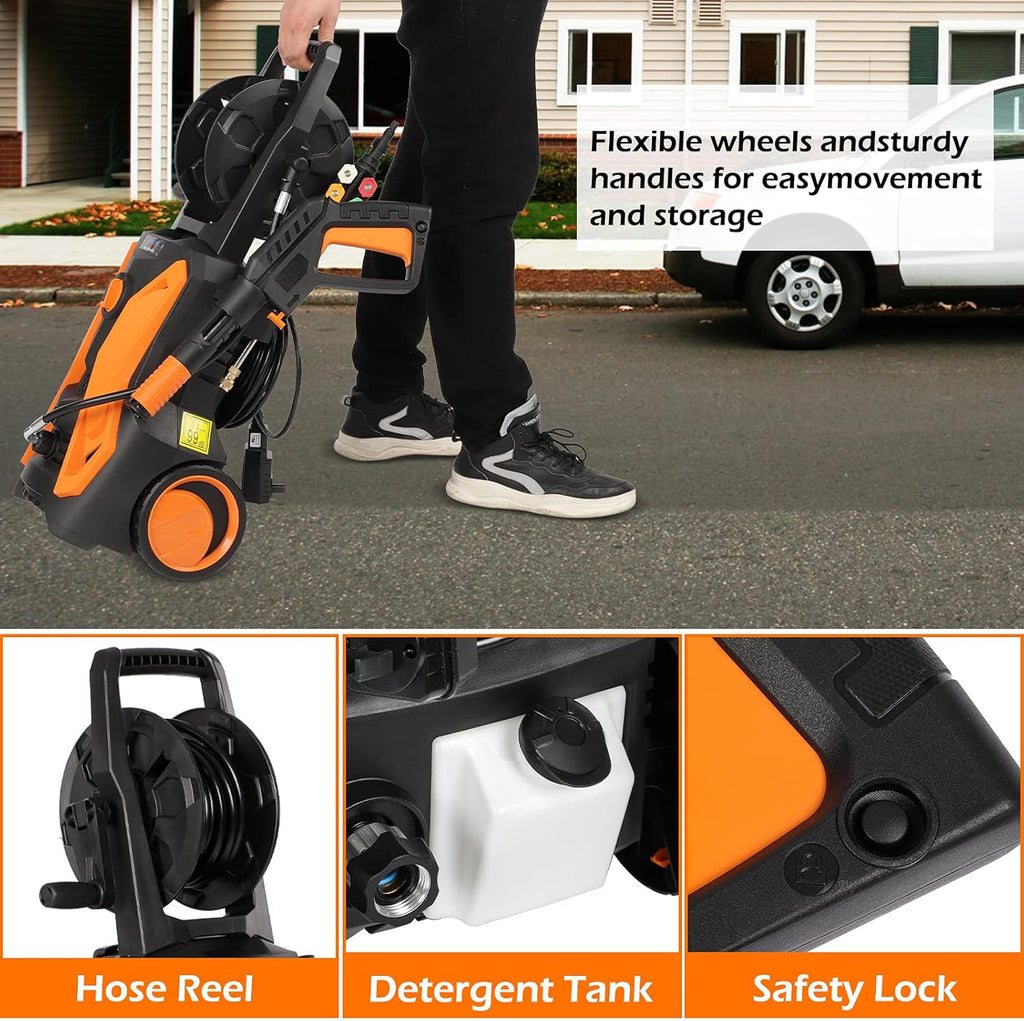 Electric Pressure Washer 3600PSI 2.4GPM with Hose Reel and Foam Cannon Q346620