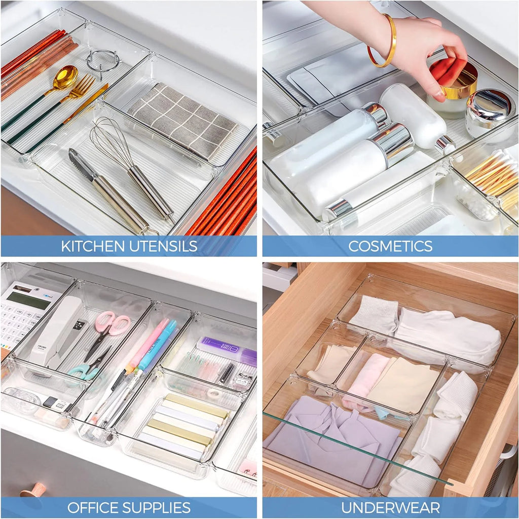 Plastic Drawer Organizer Bins with Non-Slip Pads, 25 PCS M69638